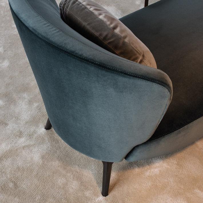 Italian luxury fabric single sofa with steel feet toffee recliner for hotel rooms, bedrooms, living rooms