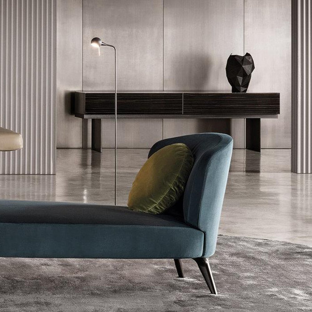 Italian luxury fabric single sofa with steel feet toffee recliner for hotel rooms, bedrooms, living rooms
