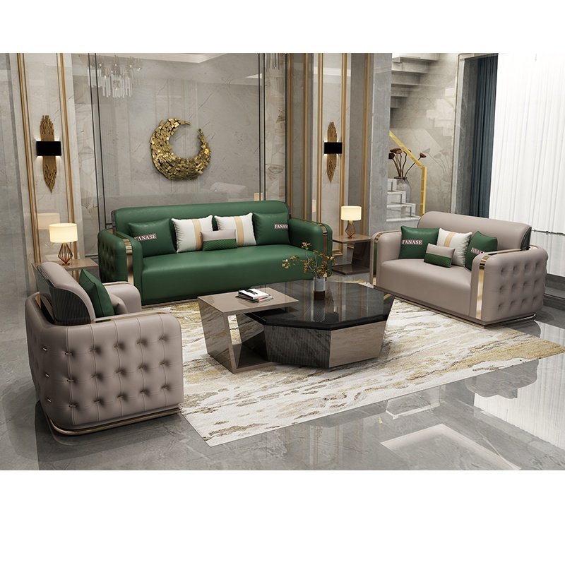 Luxury Modern Italian Leather Sofa Suit High-End European Traditional Design for Hotels Villas Apartments Halls Shopping Malls