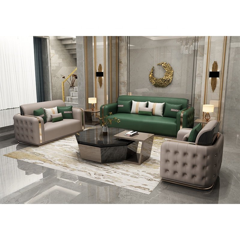 Luxury Modern Italian Leather Sofa Suit High-End European Traditional Design for Hotels Villas Apartments Halls Shopping Malls