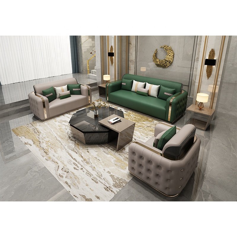 Luxury Modern Italian Leather Sofa Suit High-End European Traditional Design for Hotels Villas Apartments Halls Shopping Malls