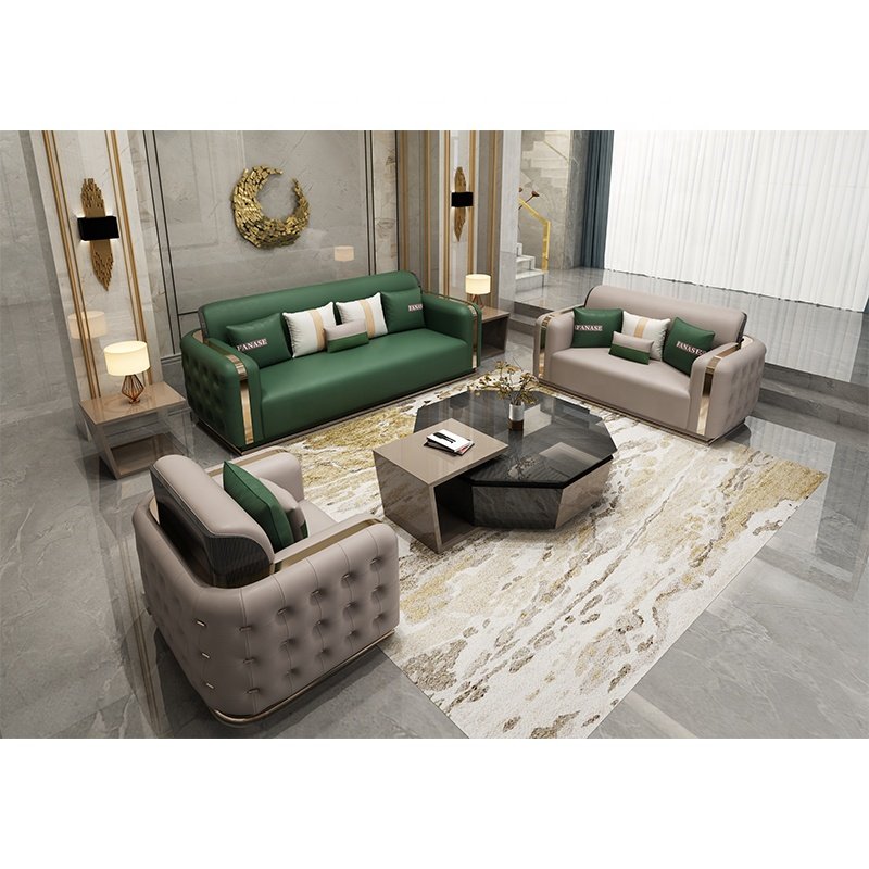 Luxury Modern Italian Leather Sofa Suit High-End European Traditional Design for Hotels Villas Apartments Halls Shopping Malls