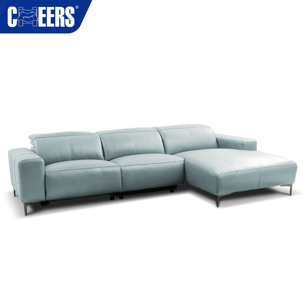 MANWAH CHEERS Euro Luxury Leather Living Room Sofa 3 seater Power Reclining Sectional with Chaise for Living Room