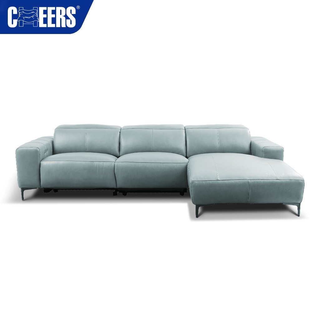 MANWAH CHEERS Euro Luxury Leather Living Room Sofa 3 seater Power Reclining Sectional with Chaise for Living Room