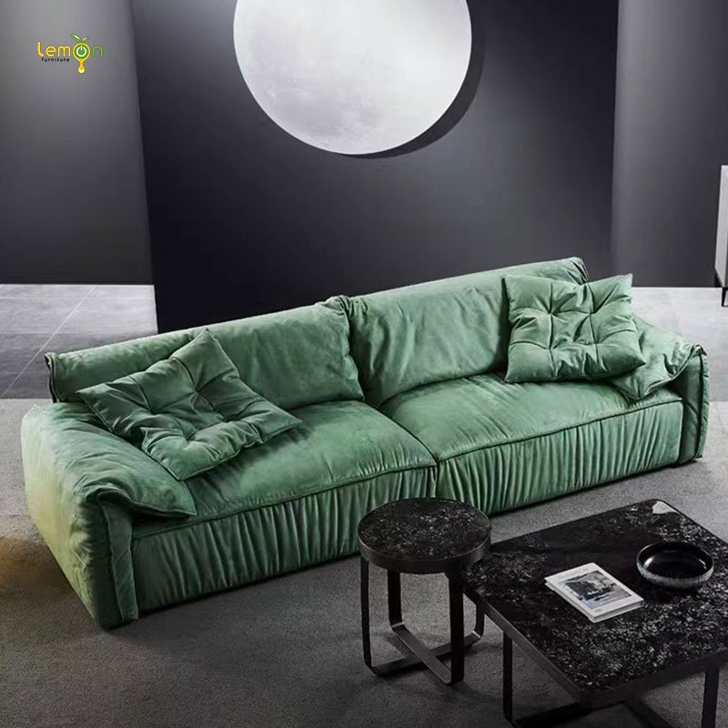 Italy design home furniture nubuck fabric feather sofa living room three seat sofa for apartment