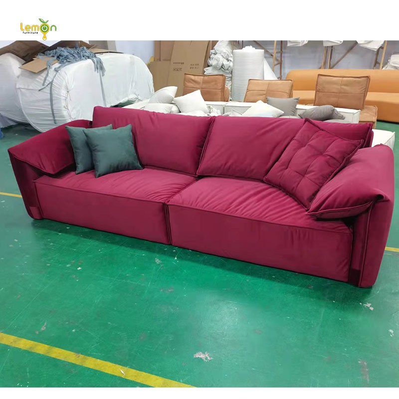 Italy design home furniture nubuck fabric feather sofa living room three seat sofa for apartment