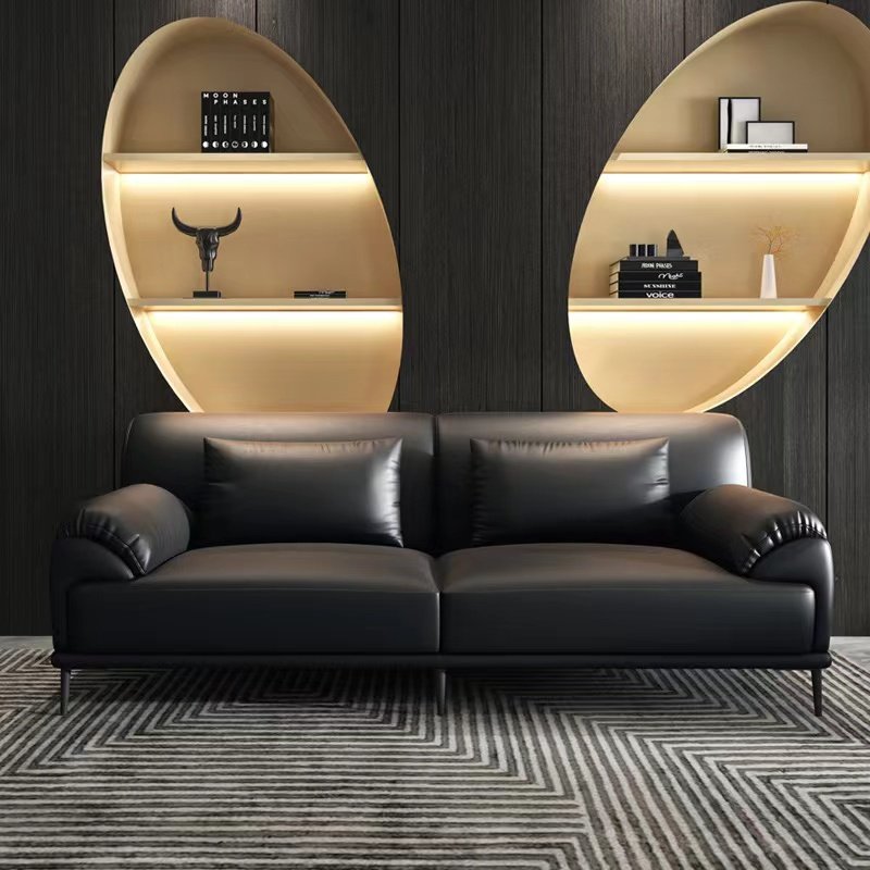 American Style Black Office Sofa Set Modern Wood Bench Couch for Apartment Living Room Hotel & School Furniture Luxury