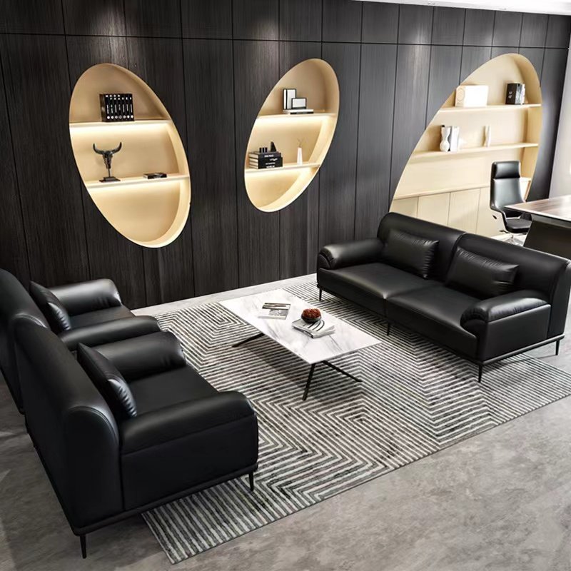 American Style Black Office Sofa Set Modern Wood Bench Couch for Apartment Living Room Hotel & School Furniture Luxury