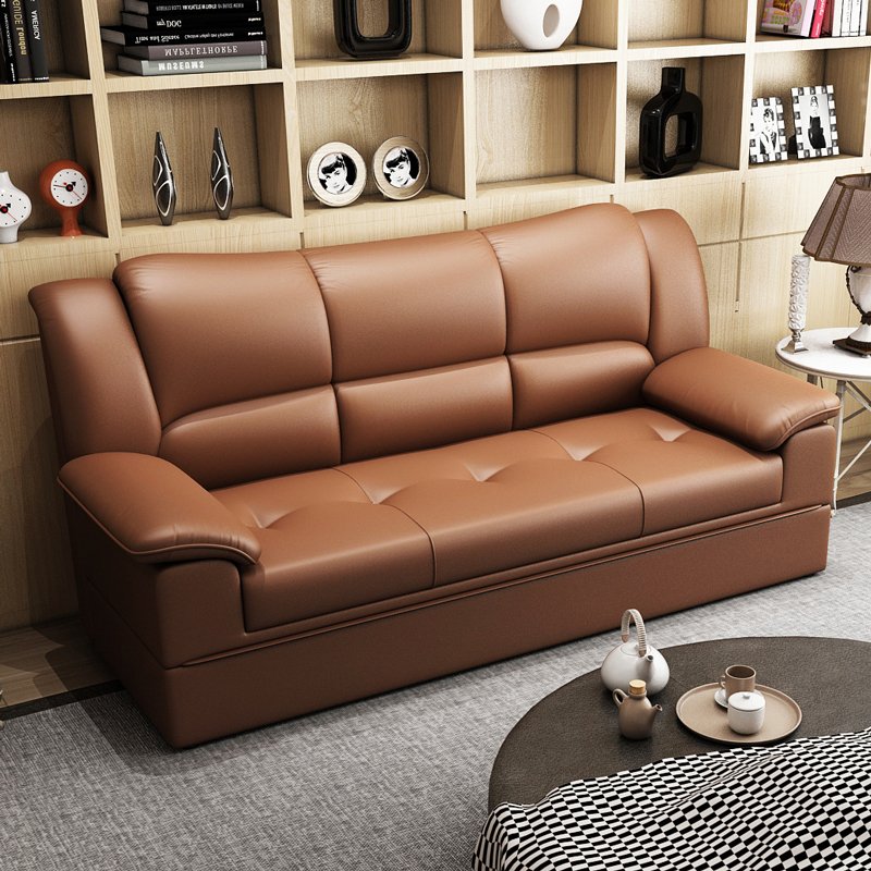 Multifunctional Leather sofa bed multifunctional small family folding living room double bed with storage