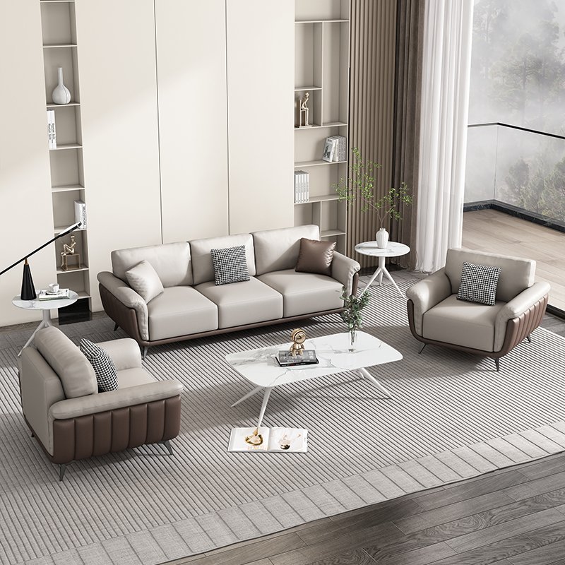 Luxury Office Sofa with Coffee Table Set Office Room Furniture Synthetic Leather Sofa Modular Modern