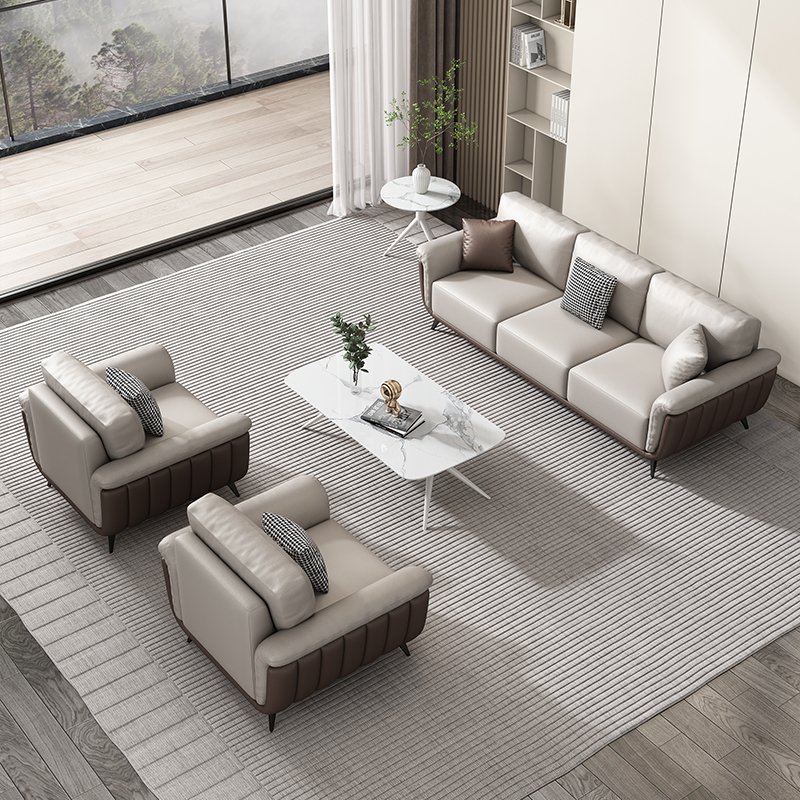 Luxury Office Sofa with Coffee Table Set Office Room Furniture Synthetic Leather Sofa Modular Modern