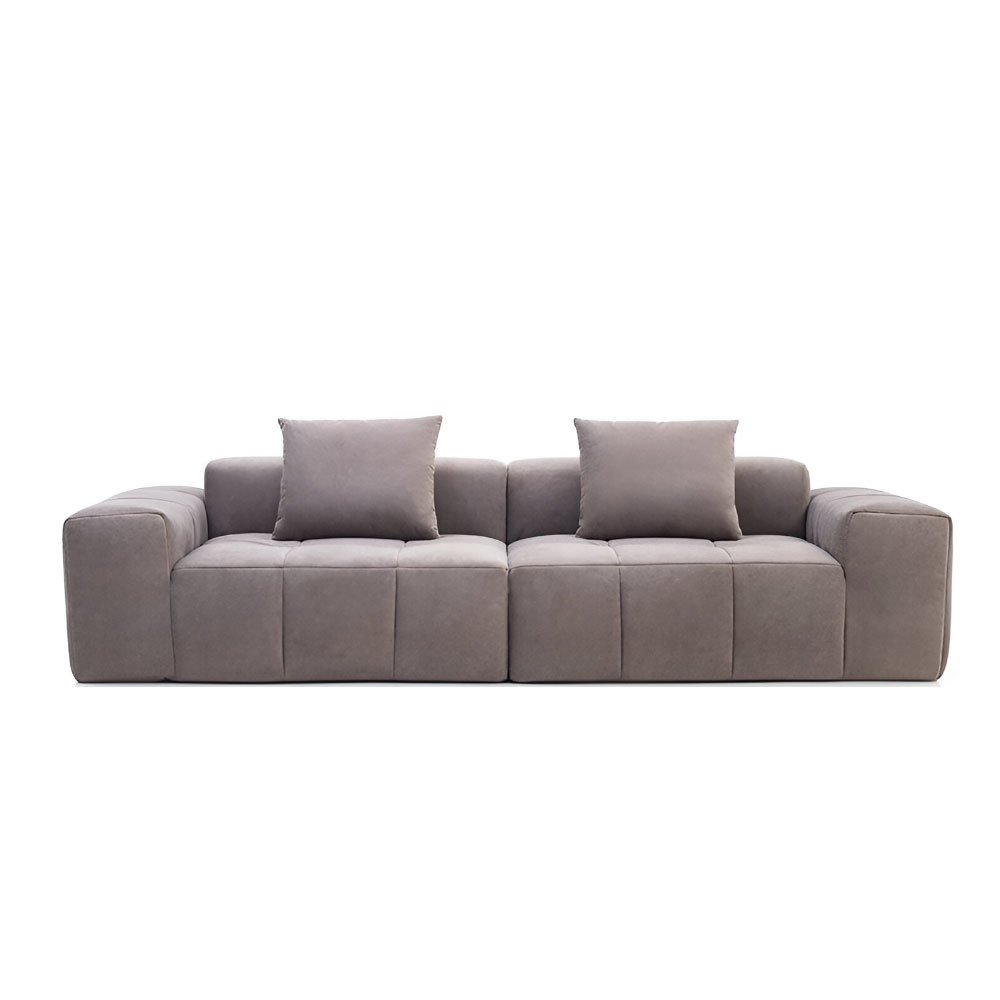 3-Seater Casual Sofa Genuine Leather Compression Combination Home Furniture Villa Vacuum Roll Bag Living Room Tofu Block Fabric