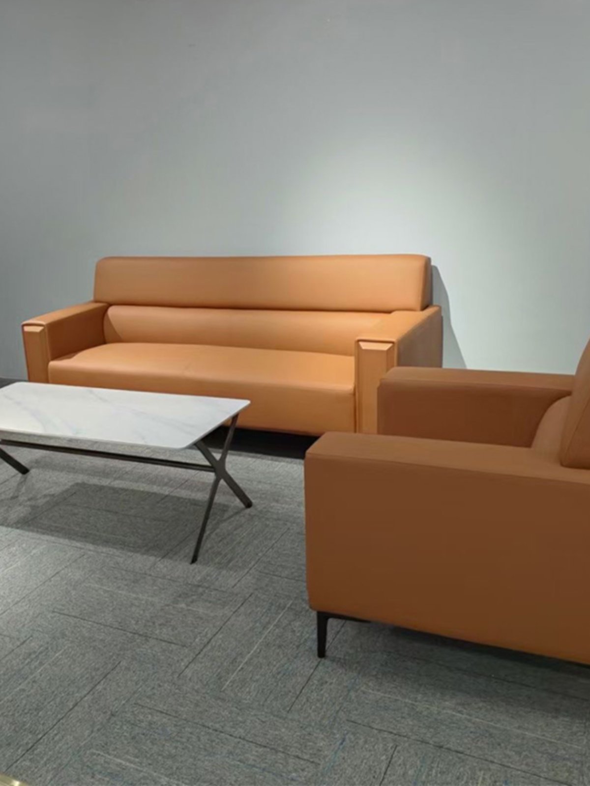 Modern Nordic Design Modular 2-Seater Leather Office Sofa Set European Style Schools Workshops Home Offices Commercial Reception