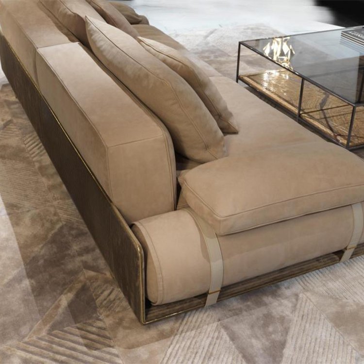 Contempo leather light luxury sectional canape modern mecco set modern furniture living room sofas