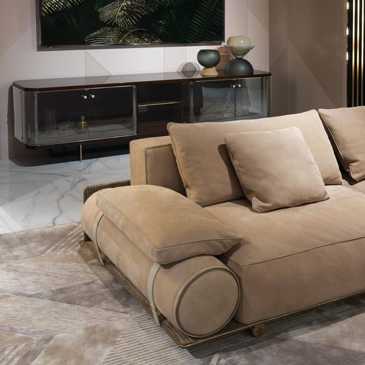 Contempo leather light luxury sectional canape modern mecco set modern furniture living room sofas