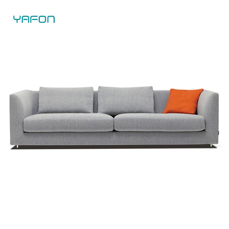 Modern Gray Fabric Sectional Couch European Style Metal Legs 3-Seater Recliner Office Modular Living Room Sofa Set Upholstery