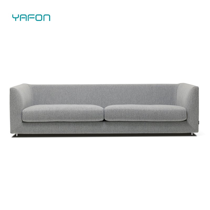 Modern Gray Fabric Sectional Couch European Style Metal Legs 3-Seater Recliner Office Modular Living Room Sofa Set Upholstery