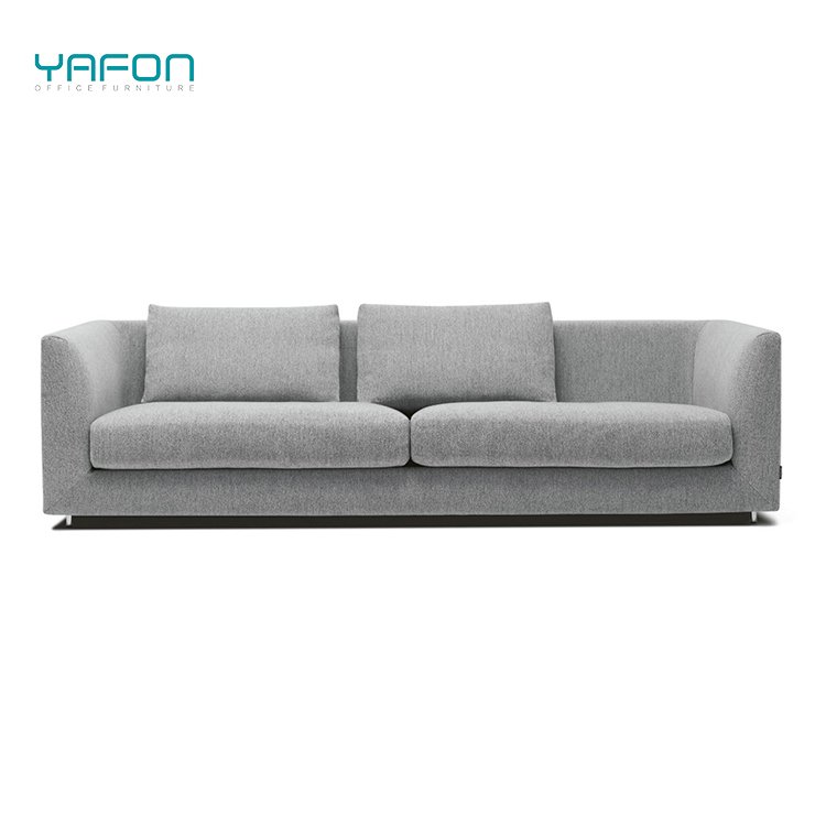 Modern Gray Fabric Sectional Couch European Style Metal Legs 3-Seater Recliner Office Modular Living Room Sofa Set Upholstery
