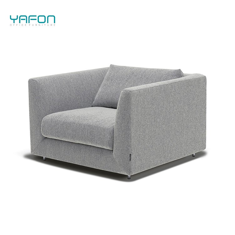 Modern Gray Fabric Sectional Couch European Style Metal Legs 3-Seater Recliner Office Modular Living Room Sofa Set Upholstery