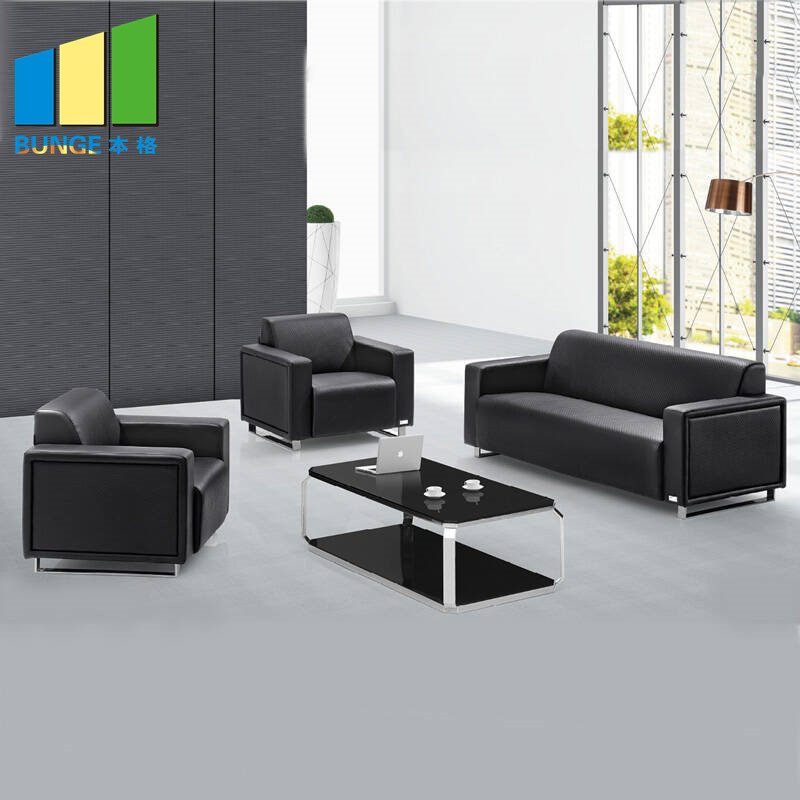 Modern Furniture Ergonomic Office Chair 3 Seater Waiting Room Arm Chair Office Leather Sofa Price