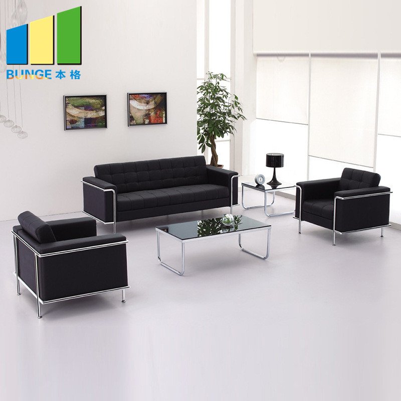 Modern Furniture Ergonomic Office Chair 3 Seater Waiting Room Arm Chair Office Leather Sofa Price