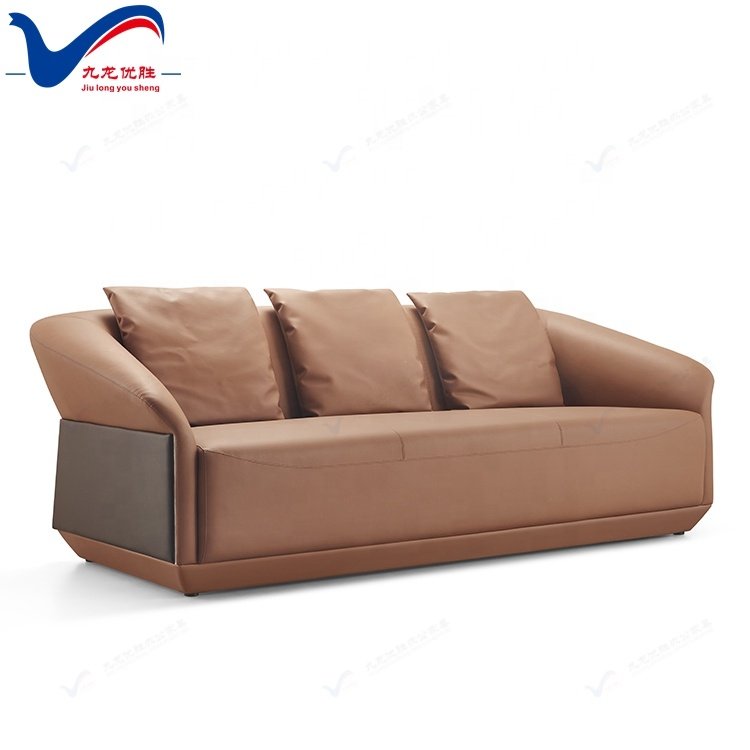Reception Office Waiting Room Sofa 3 Seat Leisure Office Leather Sofa Solid Wood Frame Foam Seat With Pillows Office Sofa Set