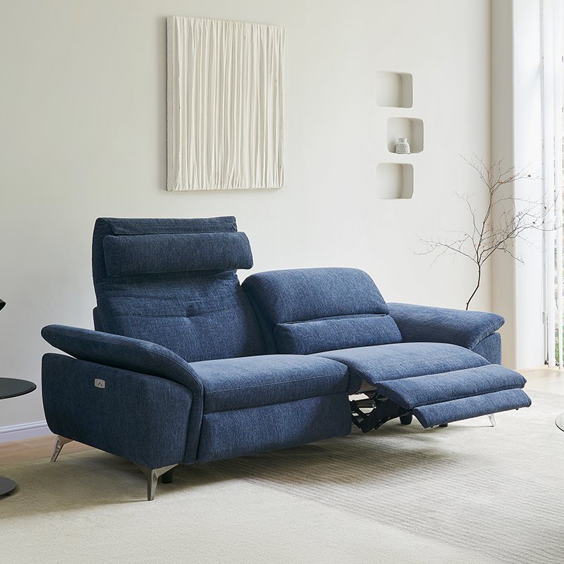 Fabric pust back sofa sets furniture living room indoor blue sofa recliner modernos design luxury for hotel and villa