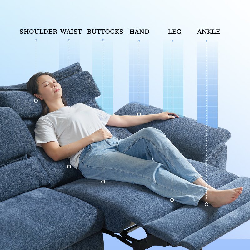 Fabric pust back sofa sets furniture living room indoor blue sofa recliner modernos design luxury for hotel and villa