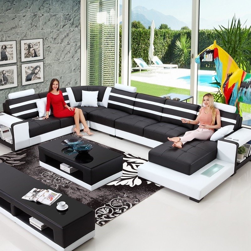 Cheap Living Room Furniture Sofa Sectionals L Shape Solid Wood Frame Sofa Popular Best-Selling Designer Sofas