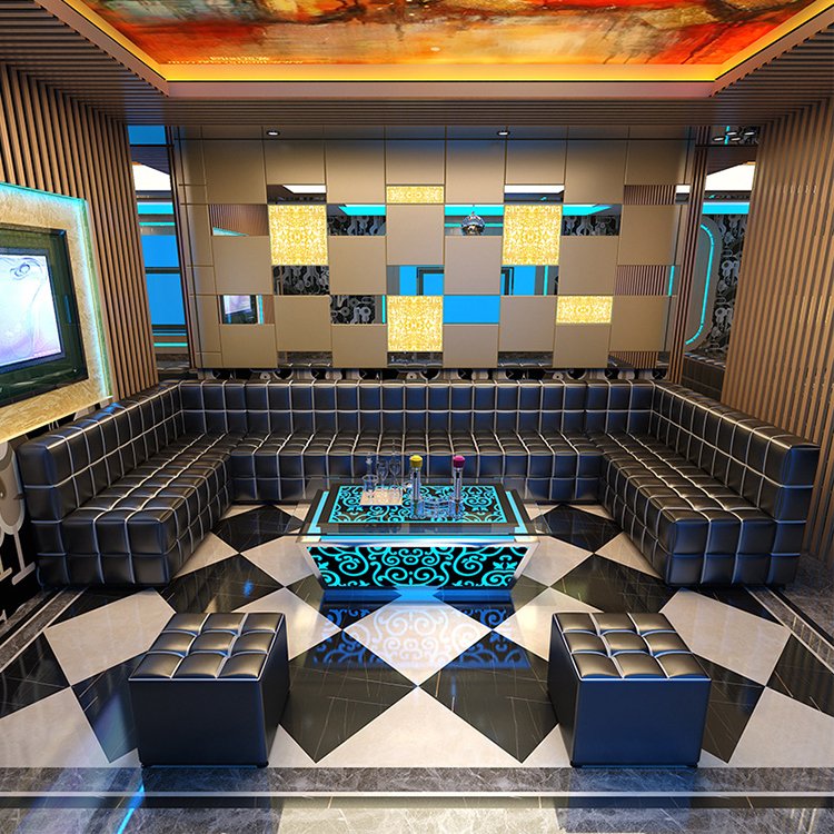 Customized Bar Or Club Lounge For Nightclub Booths Chairs Solid Wood Disco Sofa Lounge Furniture BT727