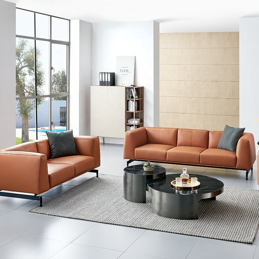 Modern Leather Cover Office Small Sofa Set Reception Sofa