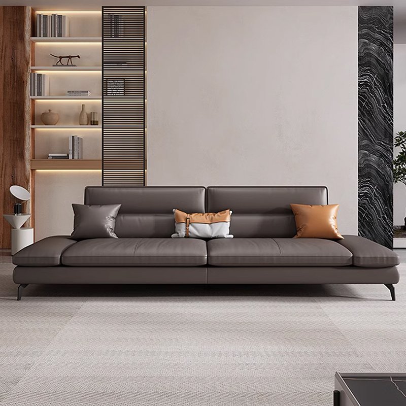 Italian Leather Minimalist Modern Office Sofa Multifunctional Business Reception Area with Three Seats for Living Room
