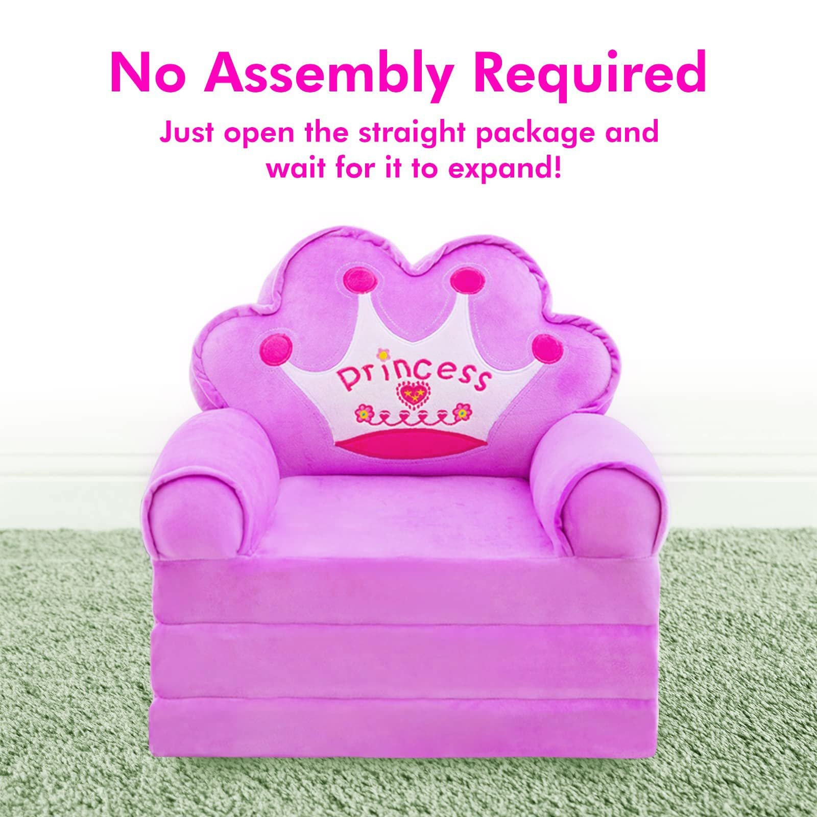 Saien Factory Customized Shape High Density Foam Topper Folding Sofa Cum Bed Kids Sofa Foam Children 3-folded Chair
