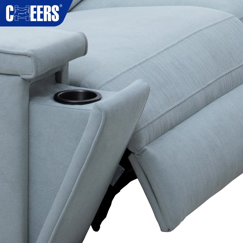 MANWAH CHEERS Fabric Living Room Sofa 5-Seater Power Reclining Sectional with Chaise and Storage for Living Room
