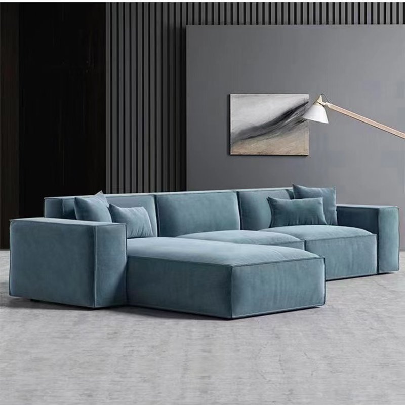 Modern Luxury home furniture living room leathaire velvet fabric leather sofa L shape sectional optional sofa set