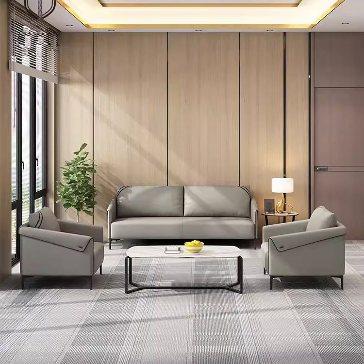 Simple Office Sofa The Best Price PU Leather Sofa with Coffee Table Set Office Room Furniture Synthetic Leather Modular Modern
