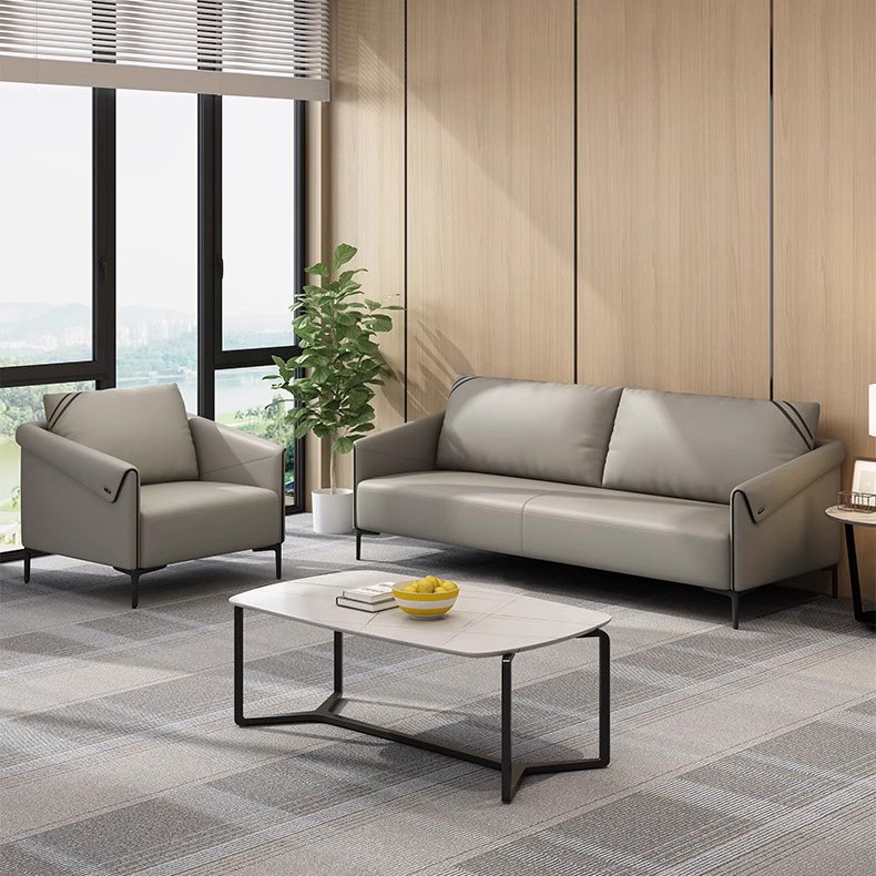 Simple Office Sofa The Best Price PU Leather Sofa with Coffee Table Set Office Room Furniture Synthetic Leather Modular Modern