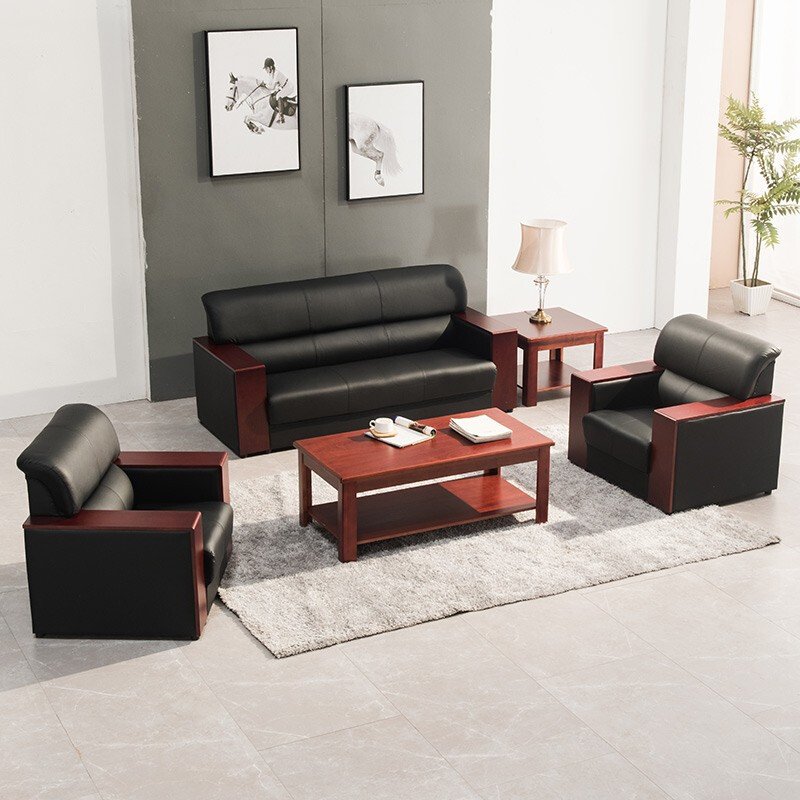 office sofa poltrona Hall reception sofa Lounge sectional sofa set luxury leather couches modern commercial office furniture