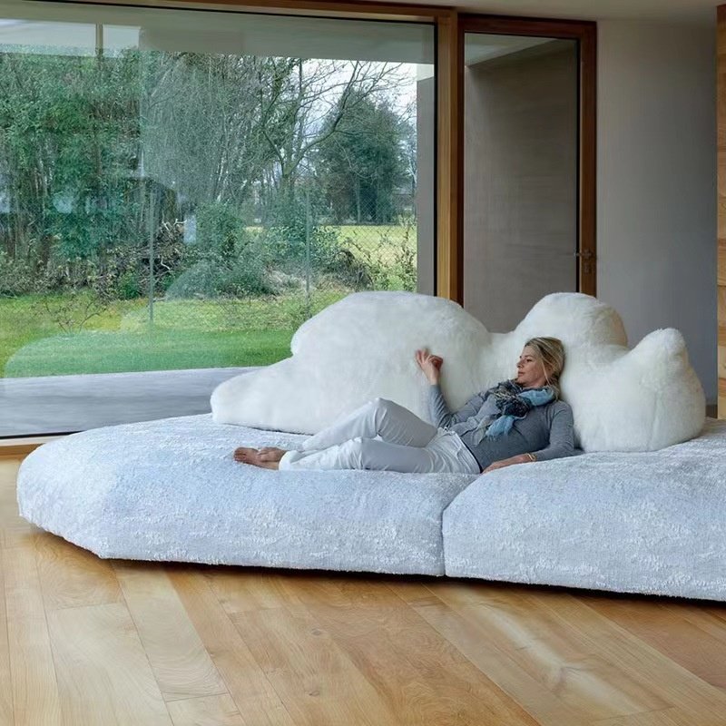 Italian Design Package Polar Bear Style European Chaise Lounge Sofa Sofa Set Cloud Sofa Luxury White Home Furniture Modern 2180