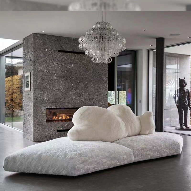 Italian Design Package Polar Bear Style European Chaise Lounge Sofa Sofa Set Cloud Sofa Luxury White Home Furniture Modern 2180
