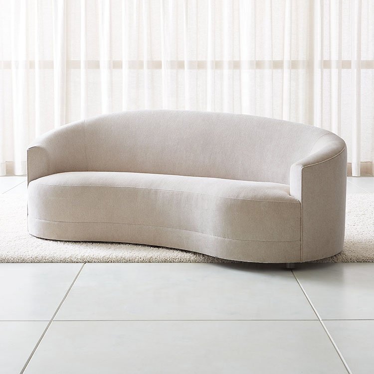 Popular Europe Home Leisure Modern White Curvo Sofa Furniture Living Room white sofa in fabric velvet