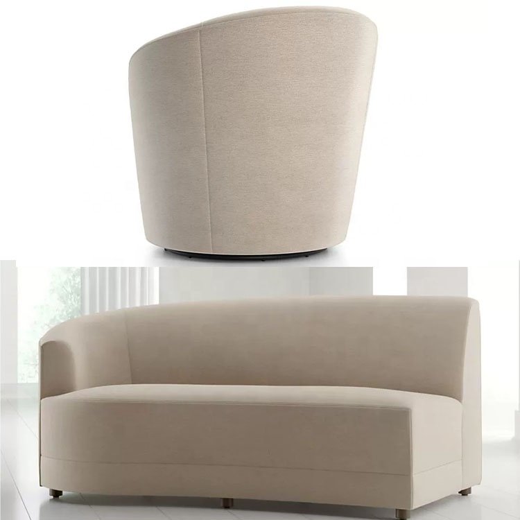 Popular Europe Home Leisure Modern White Curvo Sofa Furniture Living Room white sofa in fabric velvet