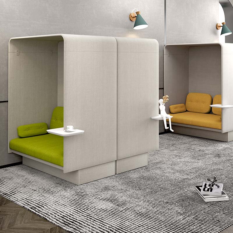 Meeting Pod Office Working Studio Sound Office Booth Sofa With Bookshelf And Pad