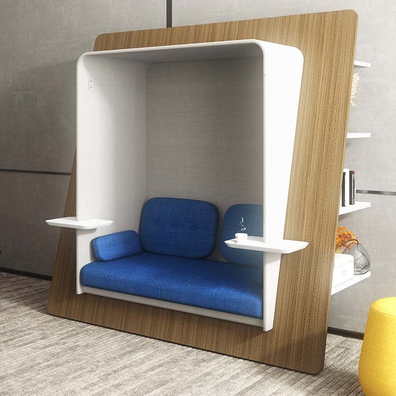 Meeting Pod Office Working Studio Sound Office Booth Sofa With Bookshelf And Pad