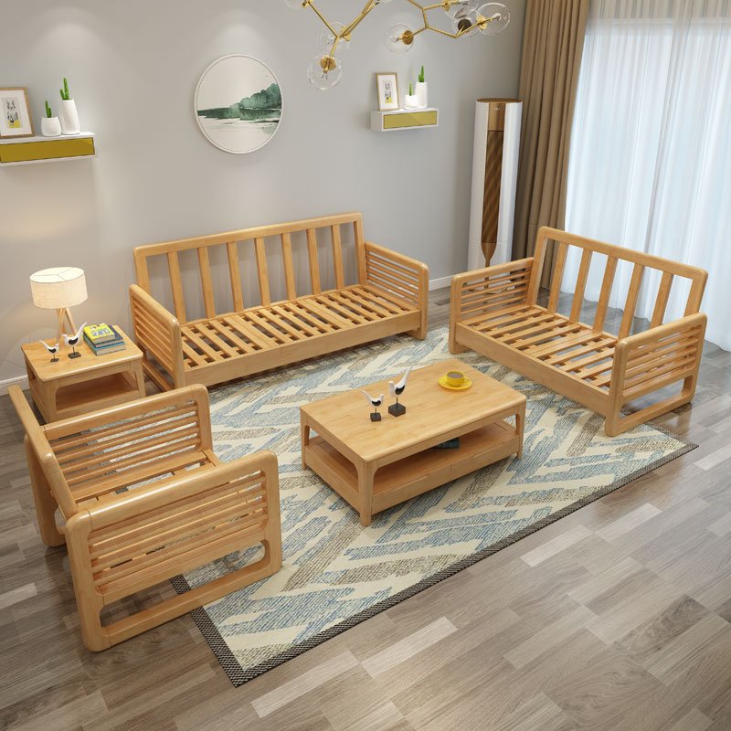 Nordic solid wood sofa simple modern combination of winter and summer dual-use fabric storage sofa living room corner sofa