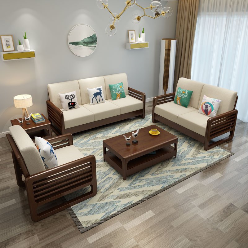 Nordic solid wood sofa simple modern combination of winter and summer dual-use fabric storage sofa living room corner sofa