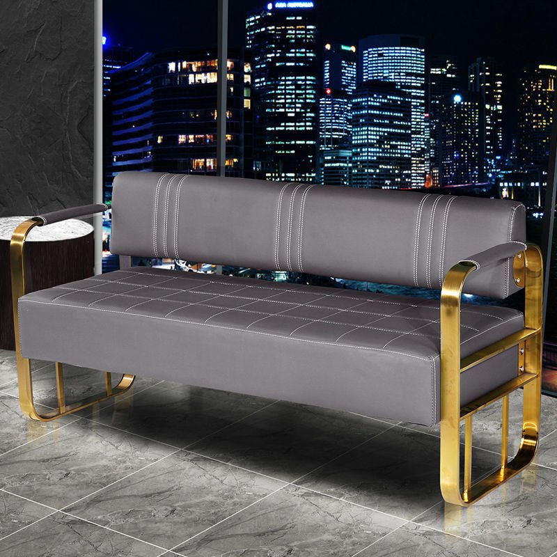 Modern barber store sofa waiting chair Nail salon rest area Luxury stainless steel sofa and chair