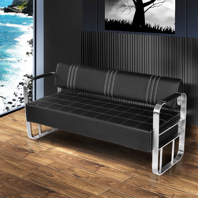 Modern barber store sofa waiting chair Nail salon rest area Luxury stainless steel sofa and chair