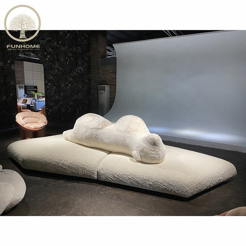 Modern Design Luxury Polar Bear Fabric Sofa Streamlined Sofa Curved Sofa