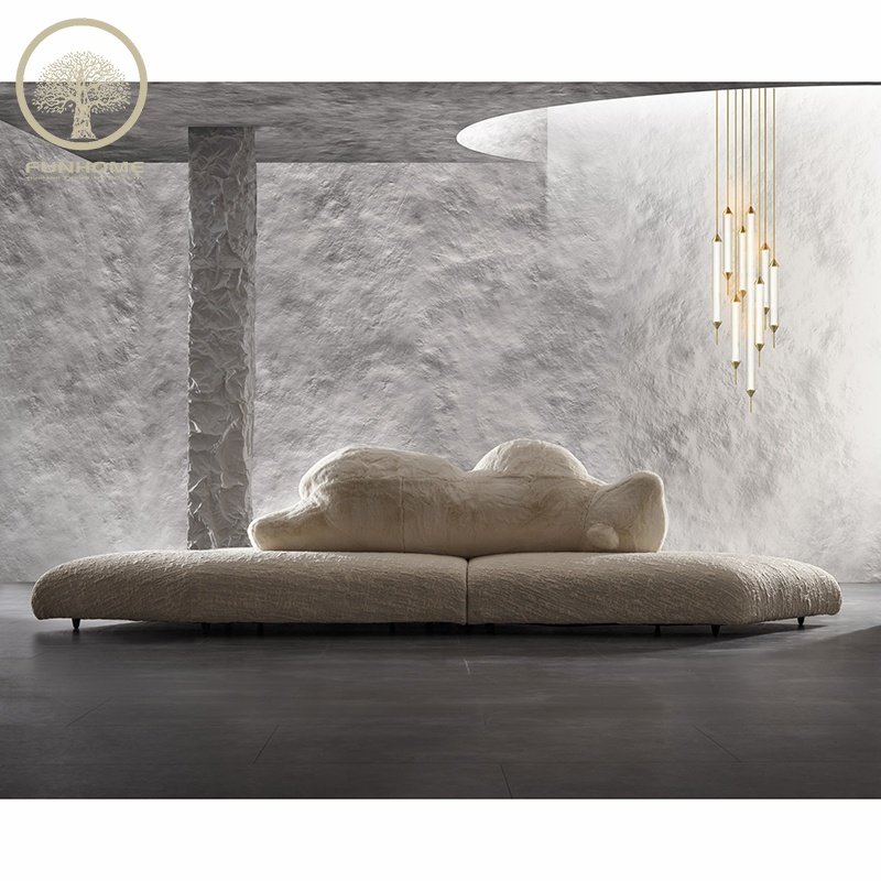 Modern Design Luxury Polar Bear Fabric Sofa Streamlined Sofa Curved Sofa